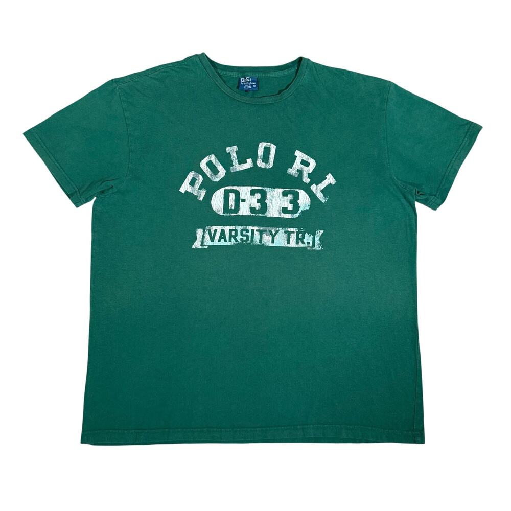 Vintage Polo Ralph Lauren Varsity Track D-3 Faded T Shirt Green Size Large